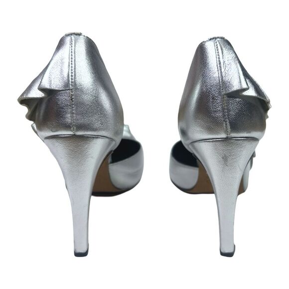 IRO D’Orsay Metallic Silver Ruffled Heels - Size 38 - Picture 5 of 10